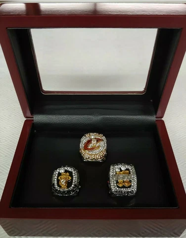 LeBron James - Championship 3 Ring Set With Wooden Display Box. Cleveland Miami Cover