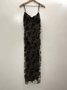 Womens Y2K 90s Burnout Velvet Floral Whimsygoth Slip Dress L Romantic Fairygoth - Picture 1 of 21