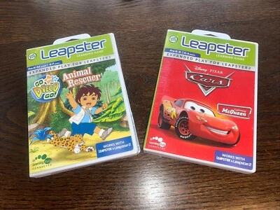 Lot Of 2 Leapfrog Disney Pixar Cars & Go Diego Go Pre-K to 1st Grade Games - Image 1 of 3