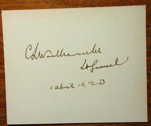 Lt. General Sir Charles Louis Woollcombe (1857-1934) Signed & Inscribed Card - Picture 1 of 2