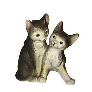 Grande 2 Gatti Gattini Grigio Marrone ��Figurina Vintage Giappone ��7 1/2" Divertente - Foto 1 di 10