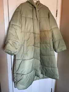 Ava & Viv Women's Long Puffer Jacket, Light Sage, Size 3X - Picture 1 of 3