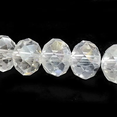 Glasperlen facettiert geschliffen Rondell 8x6 mm glasklar 68 Perlen nenad-design - Bild 1 von 4