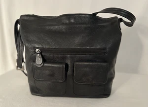 Vintage Giani Bernini schwarz genarbtes Leder Hobo mehrere Taschen Schultertasche Handtasche - Bild 1 von 12