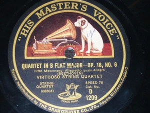 STRING 78 rpm RECORD HMV VIRTUOSO STRING Moment SCHUBERT Quartet BEETHOVEN - Imagen 1 de 1