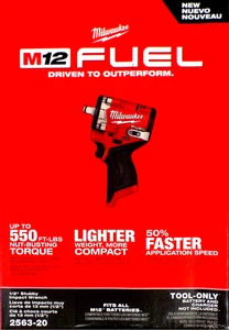 Nueva llave de impacto rechoncha Milwaukee 2563-20 M12 FUEL 12V 1/2" - herramienta desnuda - Imagen 1 de 10