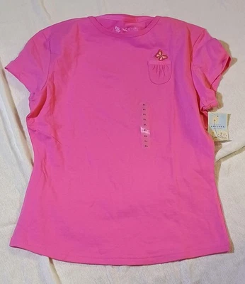 NUEVO CON ETIQUETAS Arizona Jean Co Niñas Camisa XL 18 Rosa Mariposa Camiseta Algodón Top Foto 1 de 4