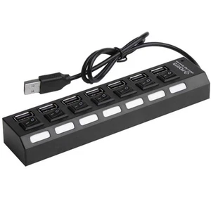 Concentrador USB de 7 puertos puertos adicionales para portátiles alimentados para computadora con carga - Imagen 1 de 6
