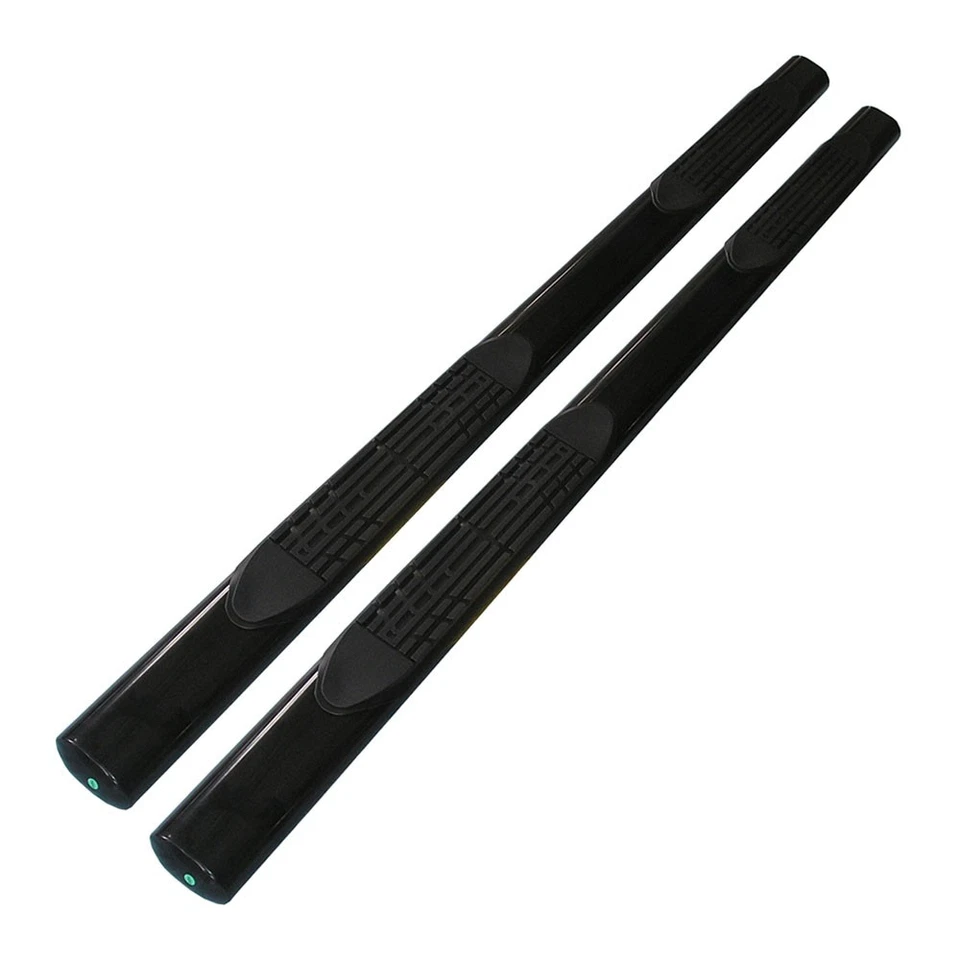 Black 4in Oval Straight w/2 Pads Step Nerf Bar for 97-04 Ford F-150/250/350 Ext - Image 1 of 4