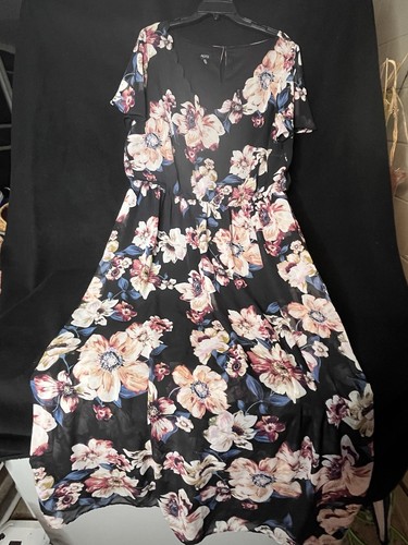 Maxi abito donna Alyx floreale scollo a V manica corta lunghezza pavimento taglia 2X