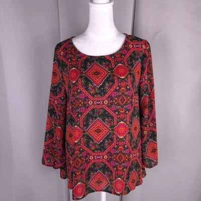 Blusa Everly Top Mediana Estampado Boho Fluida Ligera Festival Campesino Foto 1 de 4