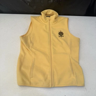 Ralph Lauren Womens Vest Yellow Crest Logo Stitched Full Zip Size Medium - Image 1 of 4