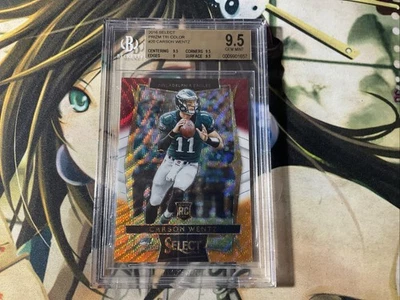 2014 PANINI SELECT CARSON WENTZ FOOTBALL PRIZM TRI COLOR RC BGS 9.5 GEM - Image 1 of 4