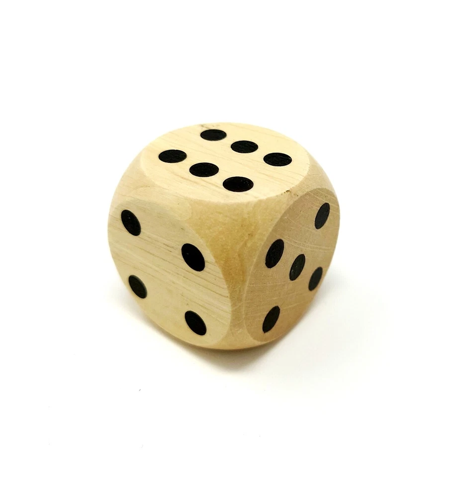Wooden Cube with Eye Numbers 4 x 4 cm Beech Wood Game Cube Eye Cube Dice - Image 1 of 1