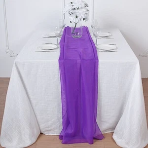 72" Purple Chiffon Extra Long Table Top Runner Wedding Party Banquet Supplies - Picture 1 of 8