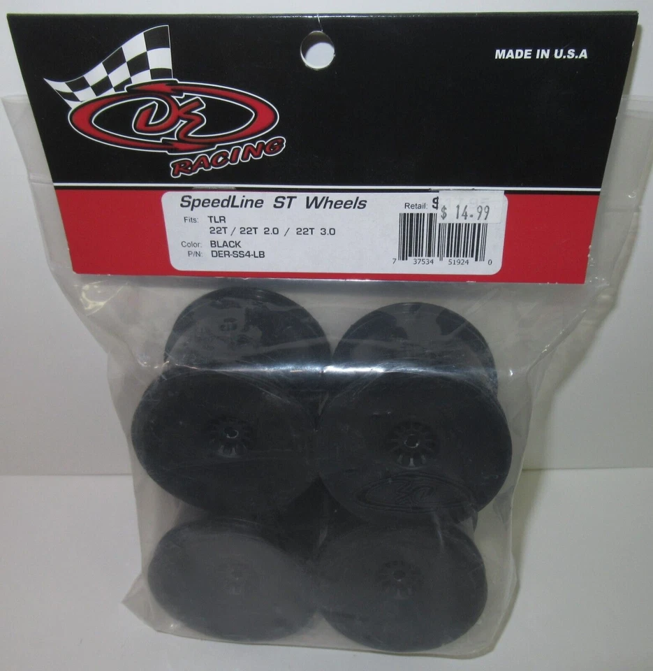Ruedas DE Racing Speedline ST (negras) para TLR 22T/22T 2.0/22T 3.0 #DER-SS4-LB Foto 1 de 1