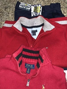Polo Ralph Lauren Boys’ Sz. 8, Hilfiger Sweaters Sz. 8-10 & Galaxy Pants Sz. 10 - Picture 1 of 8