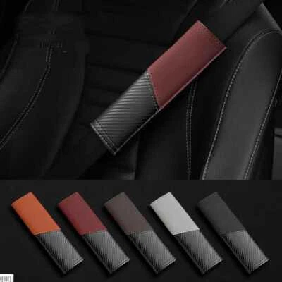 2PCS For Mercedes-Benz Car Seat Belt Cover Shoulder Pads Pu Leather+carbon fiber - Imagem 1 de 4