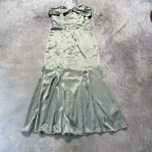 Reformation Midi Dress Womens 6 Sage Green Hensley Satin Smocked Back - Picture 1 of 12