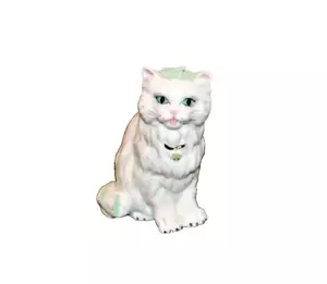 Vintage Irish Dresden White Porcelain Cat Figurine Shamrock & Gold Ireland As Is - Picture 1 of 6