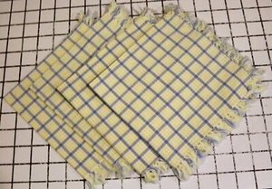 Juego de servilletas de tela a cuadros/4 flecos azul y amarillo francés campo 15x15" algodón - Imagen 1 de 5