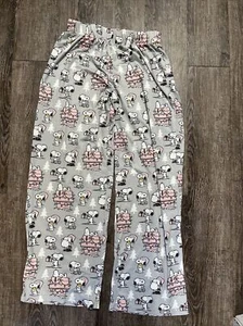 Munki Munki Snoopy Peanuts PJ’s Pajamas  M Medium Gray Pink Christmas Womens EUC - Picture 1 of 6