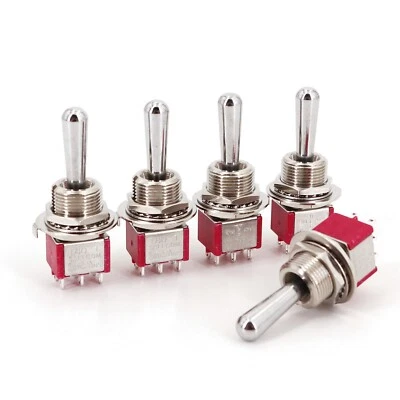 SALECOM 5Pcs SH T8012A-Z1 Large Handle 6Pin Momentary MOM-OFF-MOM DPDT Toggle Switch