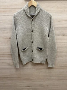 J. Lindeberg Beige 100% Lambswool Shawl Cardigan Sweater Mens Size Small - Picture 1 of 6