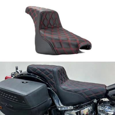 Red Double Stitching Two-Up Driver Passenger Seat For Harley Heritage Classic - Image 1 of 2