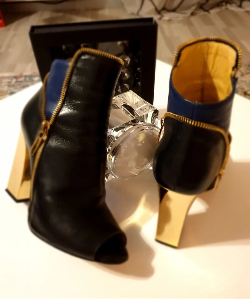 ELISABETTA FRANCHI Stiefelette Peep-Toe schwarz-gold  - Bild 1 von 4