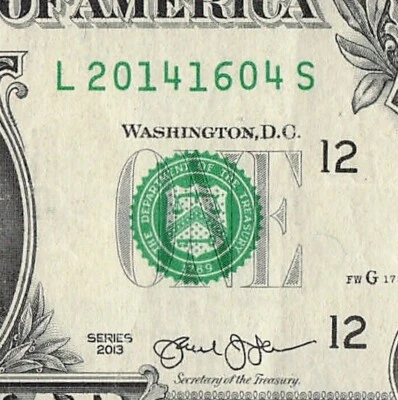 APRIL  16 2014 Birthday Date Note Fancy Serial Number One Dollar Bill 04 16 2014 - Image 1 of 4