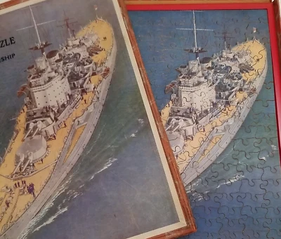Puzzle J del acorazado británico Victoria Primera Guerra Mundial G.J. HAYTER & CO. Madera Made in England Foto 1 de 4