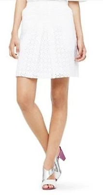 Neu Club Monaco Gisella Minirock Bestickt Ösen Weiß A Line 4 6 - Bild 1 von 4