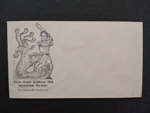 Unused Upham Civil War Patriotic: Gen. Scott Killing Secession Hydra in Purple - Picture 1 of 2