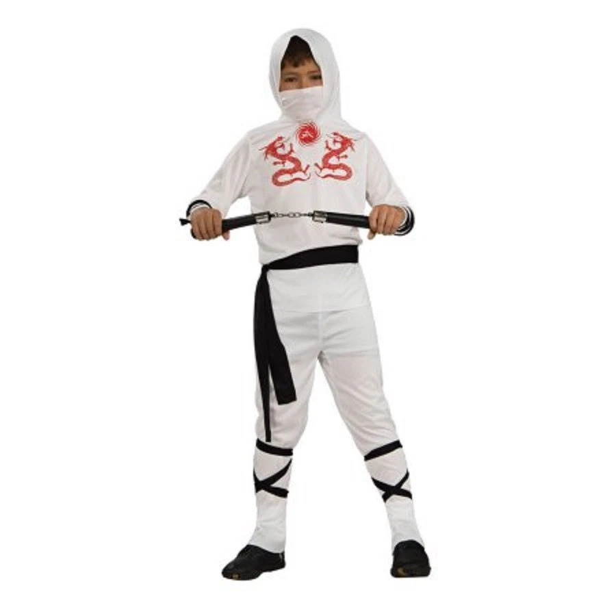 Boys Child Complete White NINJA KARATE Costume Outfit - Image 1 of 1