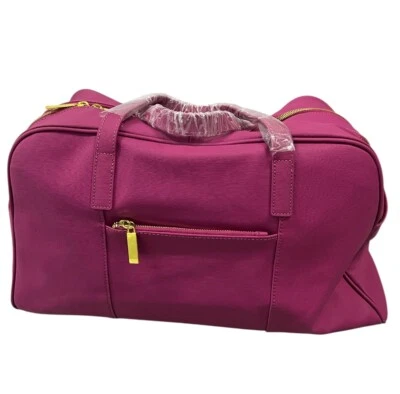 Joy Iman Cuero Weekender, Bolsa de Equipaje de Mano, Maleta de Viaje - Rosa Fucia Foto 1 de 4