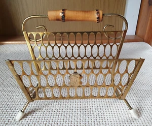 VINTAGE RETRO GOLD TONE METAL , BAMBOO & ATOMIC LETTER RACK - Picture 1 of 5