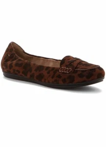 Easy Spirit e360 Damen-Loafer 6W Leder dunkelbraun Leopardenmuster Komfortschuh - Bild 1 von 6