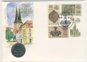 DDR Numisbrief 5 Mark 1987 Nikolai Viertel Berlin - Imagen 1 de 1