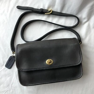Vintage Coach 9850 Compartment Bag Navy Leather Crossbody Purse USA Pre-1994 - Picture 1 of 14