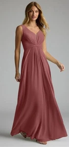 Azazie Sz A18 Gina Amethyst A-Line V-Neck Pleated Chiffon Bridesmaid Dress - Picture 1 of 15