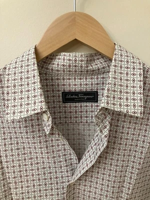 Camisa de vestir roja/negra/blanca 17/43 usada en excelente estado Salvatore Ferragamo Foto 1 de 4