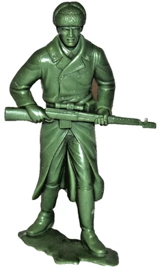 Vintage 1963 Marx Russian Soldier Walking With Scoped Rifle Green 6" - Image 1 of 3