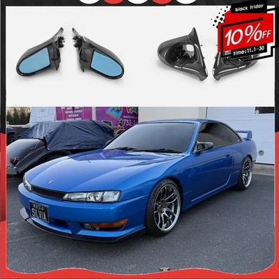For Nissan 200SX Silvia S14 S14A (LHD) Carbon Fiber Side Rear view Aero Mirror - Image 1 of 4