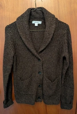 Cardigã suéter feminino Decreto marrom grosso LS tamanho XL botões outono inverno excelente estado usado - Imagem 1 de 4