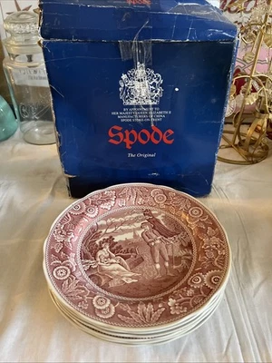Spode Archive Collection Georgian Cranberry 6 dinner plates w/ box diff. designs - Image 1 of 4