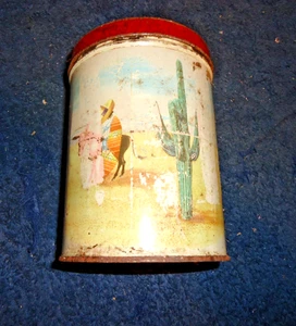 Vintage ALTE ZUVERLÄSSIGE KAFFEEDOSE Dose SÜDWESTERB MANN ESEL KAKTUS leer 1947 - Bild 1 von 4