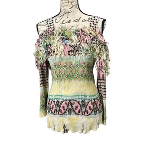 Vintage Y2K Kaelyn Max II Floral Crinkle Cold-Shoulder Top - XL - Picture 1 of 9
