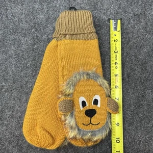 NEW Critter Mittens Lion Knit Pair Yellow Novelty Gift Doubles as Hand Puppets - Picture 1 of 4