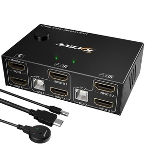 Dual Monitor KVM Switch HDMI 2 Port 4K@60Hz, MLEEDA USB HDMI Extended Display Sw - Photo 1/6